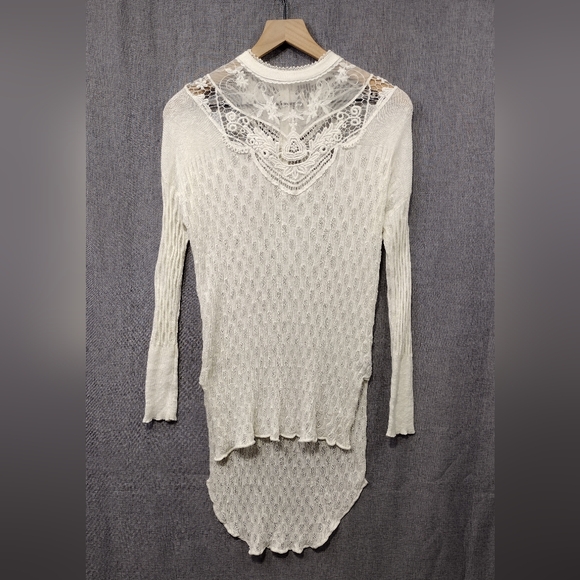 Free People Tops - Free People Linen Cotton Crochet Top Dress Women's XS White Boho Retro 90s Y2K